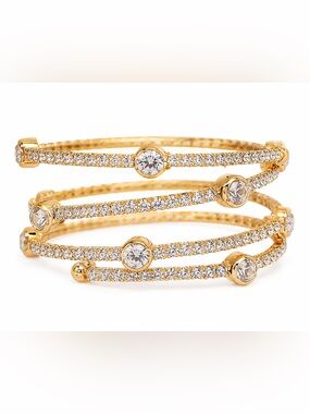G by Guess Gold Crystal Wrap Coil Bracelet